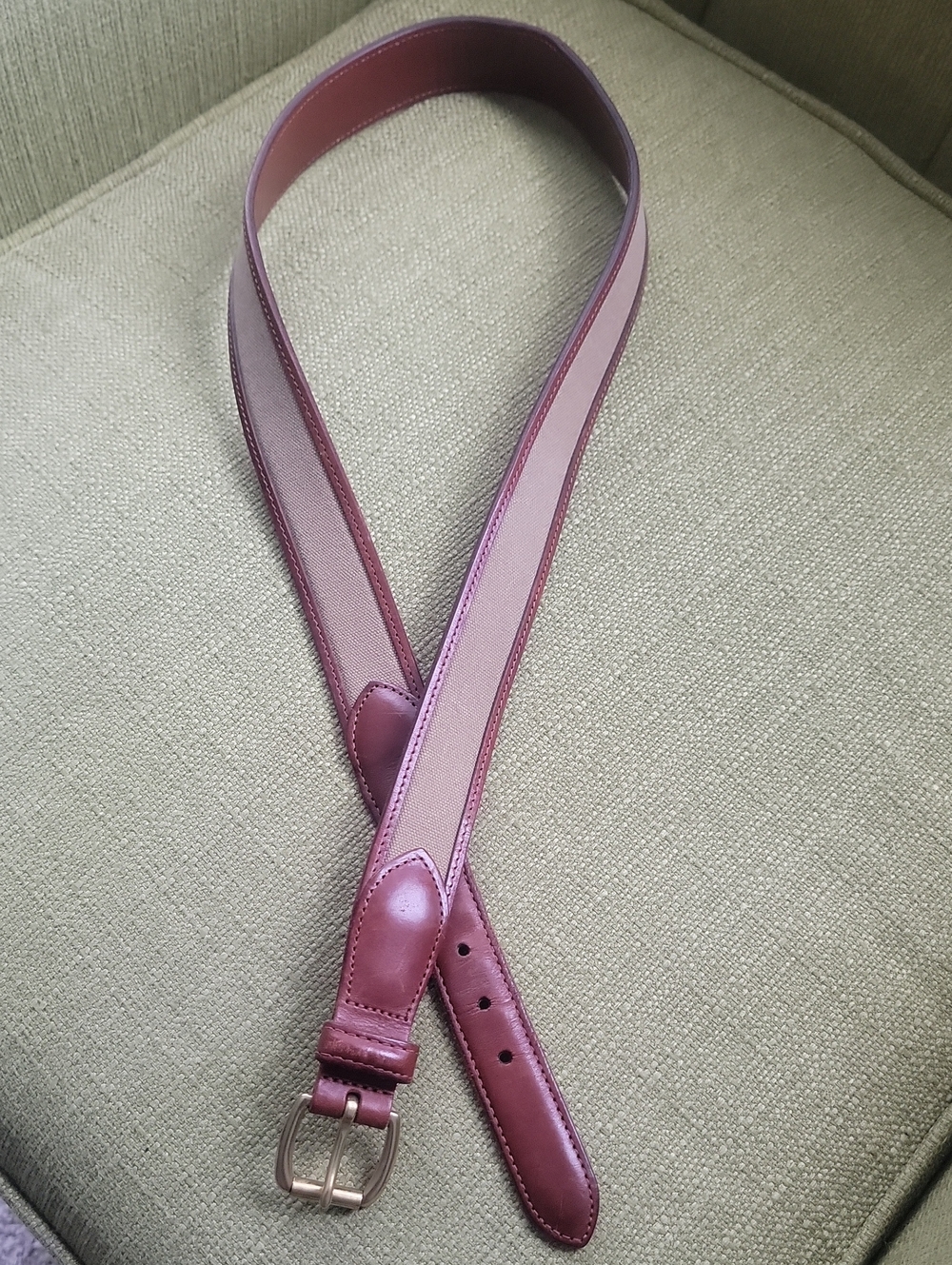 Coach Women’s Leather and Fabric Khaki Belt
